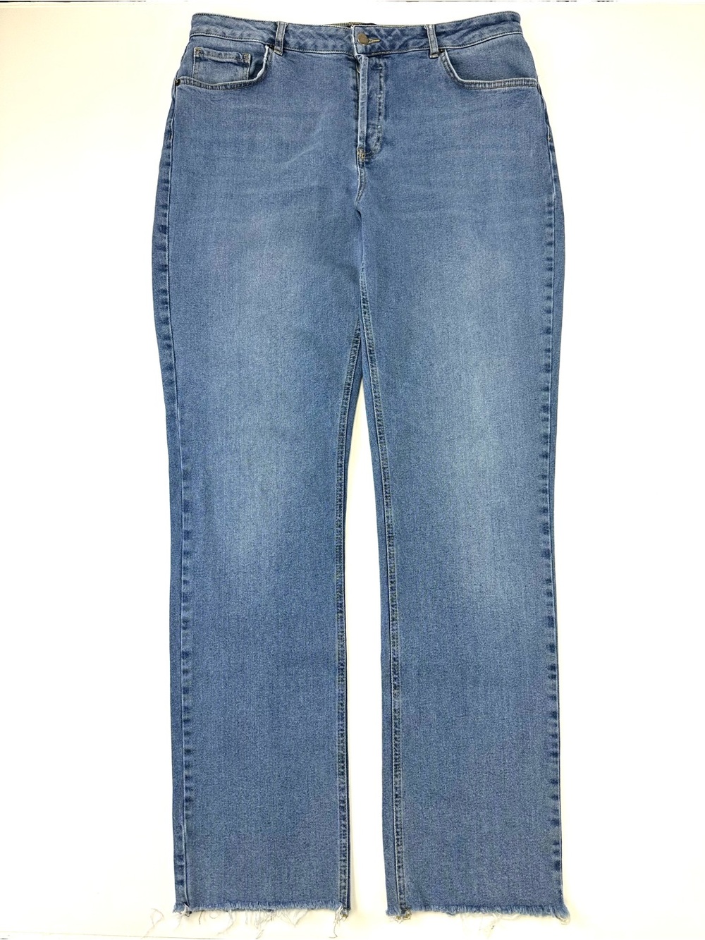 Long Tall Sally Button Fly Jeans Size 14 Tall Straight Leg Denim Inseam 32in
